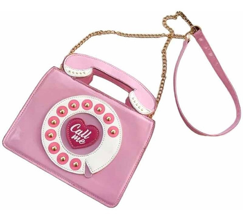 Bolsa Forma Teléfono Vintage Kawaii  Crossbody Rosa  