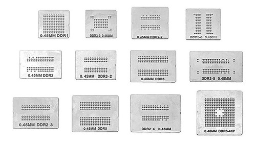 Kit 12 Stencil Reballing Ddr Ddr2 Ddr2-2 Ddr2-3 Ddr3-2 Ddr5