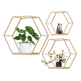 Juego 3 Estantes Flotantes Hexagonales Montados En Pared En