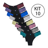 Kit 10 Calcinhas Lateral Renda Lingerie Feminina Atacado 