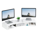 Marty Soporte Doble Para Monitor, Elevador De Monitor Blanco