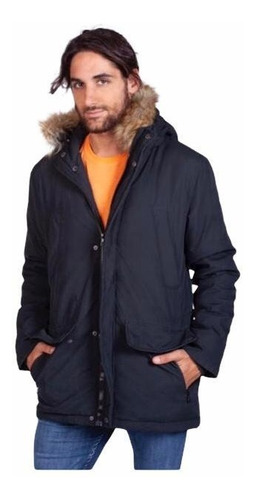 Campera Parka Hombre Invierno Forrada Gabardina Piel Capucha