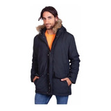 Campera Parka Hombre Invierno Forrada Gabardina Piel Capucha