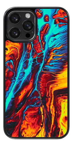 Funda Para Celular Marmol Colores Pintura Anaranjado Azul