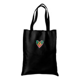 Bolsa Tote Bag Artesanal Gabardina Bordado Tattoo Corazón