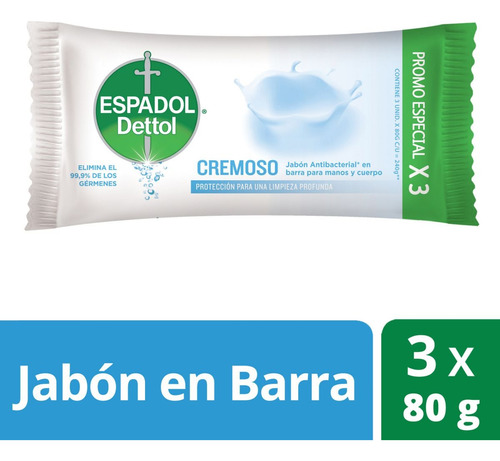 Espadol Jabón Cremoso Pack X 3 80g C/u    