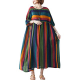 Vestido Vintage De Lino Y Algodón Para Mujer A