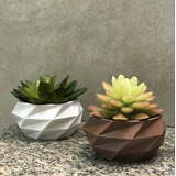 Kit 2 Mini Vasos Decorativas Geométricos Plantas Suculentas