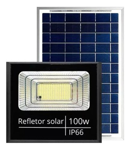 Refletor Holofote Ultra Led Solar 100w + Controle + Placa