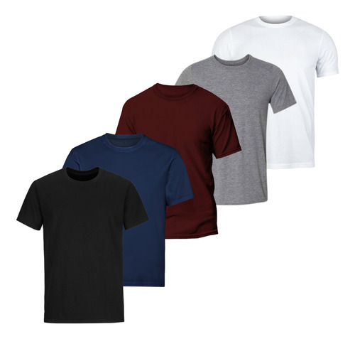 Kit 5 Camiseta Básica Masculina 100% Algodão Premium Atacado