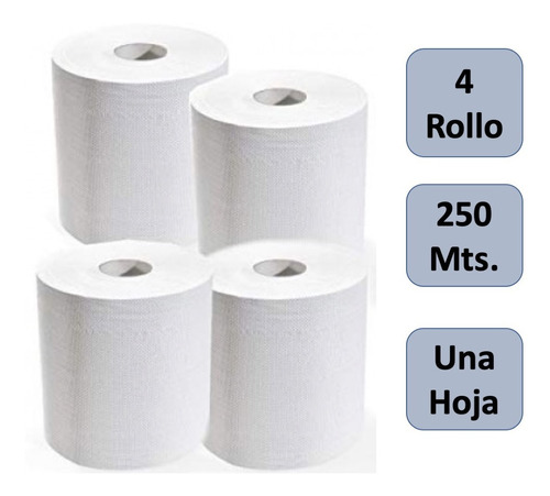 Toalla Papel Industrial 250 Mts X 4 Rollos 