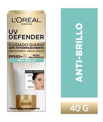 Loreal Uv Defender Anti Brillo Sin Color Fps 50 X 40 Gr