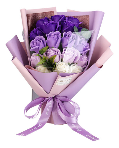 Ramo De Flores, Rosa De Jabón, Flores Artificiales Púrpura