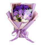 Ramo De Flores, Rosa De Jabón, Flores Artificiales Púrpura