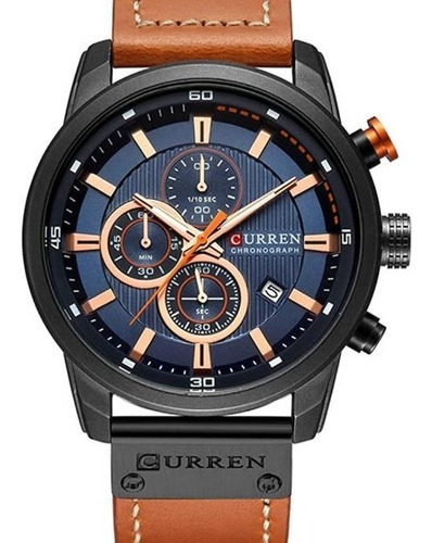 Reloj Curren Quartz Azul Cafe Cronometro Fecha Envio Gratis