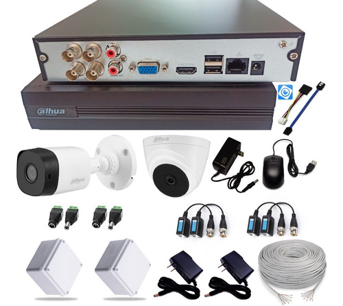 Cctv Dahua Dvr Pentahibrido 4 Ch + 2 Cámaras Seguridad + Cab