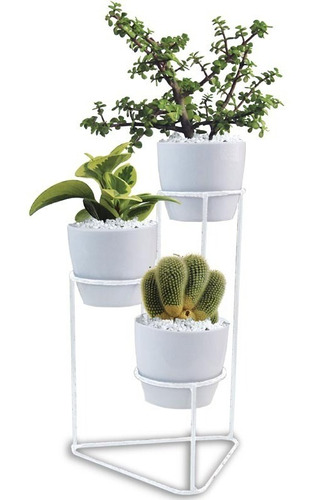 Soporte Para Maceta X3 Puestos + 3 Macetas 9cm Praga