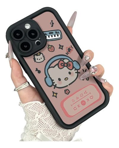 Funda Para iPhone 17 16 15 14 13 Plus Pro Max Samsung A56 Galax S25 Fe Ultra Moto Poco Honor Diseño Caricatura Orejas Gato Dibujos Divertidos Música