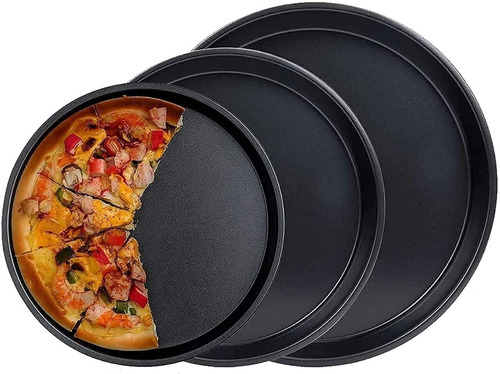 Kit De Charolas Hornear Pizza Pan Cocina Acero Set 3 Piezas