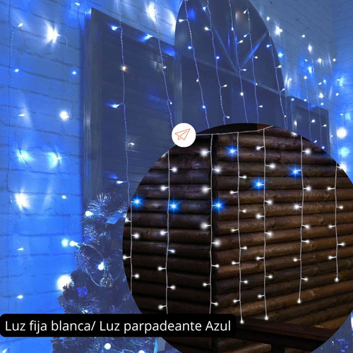 Cortina Luz Led Destellos Luces Navidad Extensión 9x1 Mtr