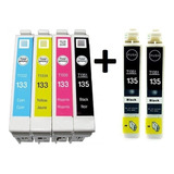 Kit 6 Cartuchos P/ Epson To135 T1351 Stylus Tx133 Tx135 T125