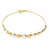 Pulsera De Oro Amarillo Y Blanco 14k (19 Cm) (6 Mm) Diámetro 19 Cm