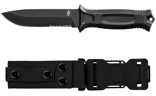 Cuchillo Strongarm Negro Filo Mixto Con Funda (30-001060)