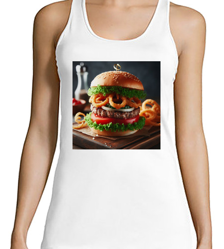 Musculosa Mujer Hamburguesa Burger Burga Comida Resto