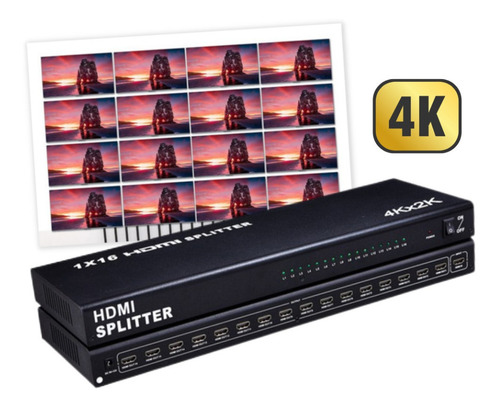 Splitter Hdmi 1x16 1 Entrada X 16 Salida Tv Full Hd 4k