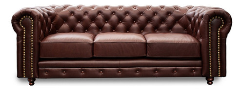 Sofá De Piel Genuina Chesterfield Chpv Confortopiel Color Tabaco