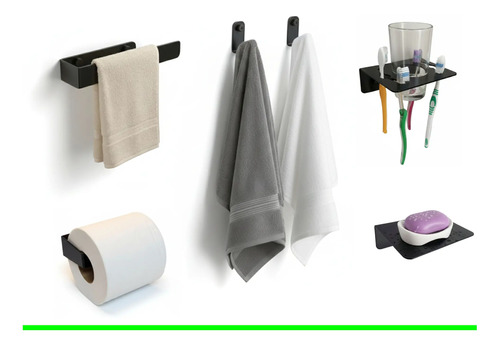 Kit Completo #5c Accesorios Baño Aluminio Autoadhesivo | Envío gratis