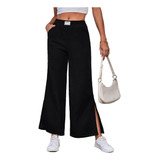 Pantalones Casual Acampanados De Mujer Con Abertura Lateral