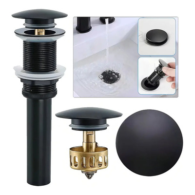 Metal Desague Tapon Contra Push P Ovalin Bath Black Color Negro