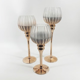 Set X3 Copas Candelabro Vidrio Degrade Rose Gold