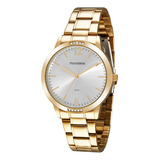 Relogio Mondaine Feminino Dourado Grande Aço 99598lpmvde1