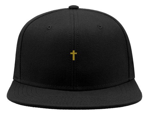 Gorra Visera Plana Snapback Cruz Chica Cristo Dorada Bordada