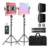 Gvm Rgb Led Video Light Con Softbox Kit De Iluminación...