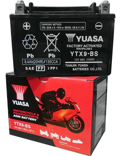 Bateria Gel Yuasa Yt9a = Ytx9 Bs Gel Inazuma 250 Ns 200 Fas