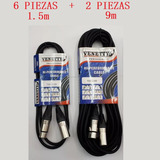  Set 8 Cables Microfono Xlr Canon 1.5m + 9m Venetty