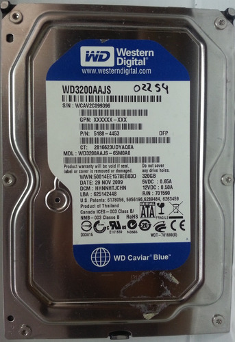 Western Digital Wd3200aajs-65m0a0 320gb - 2254 Recuperodatos