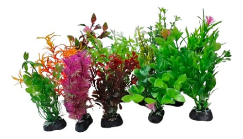 25 Plantas Artificiales Decorativas Acuarios Surtidas 10 Cm