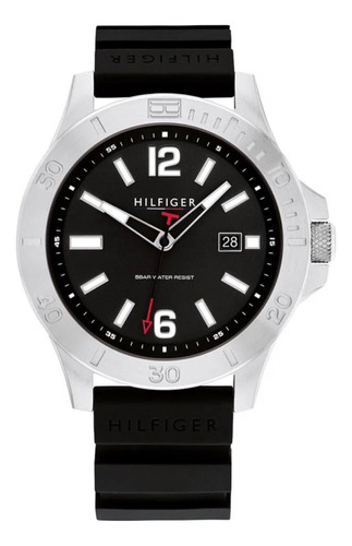 Reloj Hombre Tommy Hilfiger 1710539 Of Local Belgrano Color Del Fondo Negro Color De La Malla Negro Color Del Bisel Plateado