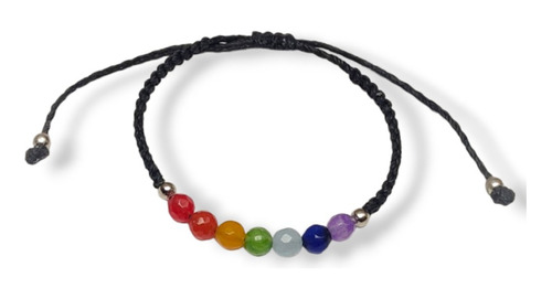 Pulsera Tobillera Piedras 7 Chakras Acero Hilo Tejido