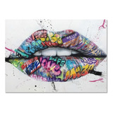 Cuadro Decorativo Labios Letreros En Lienzo