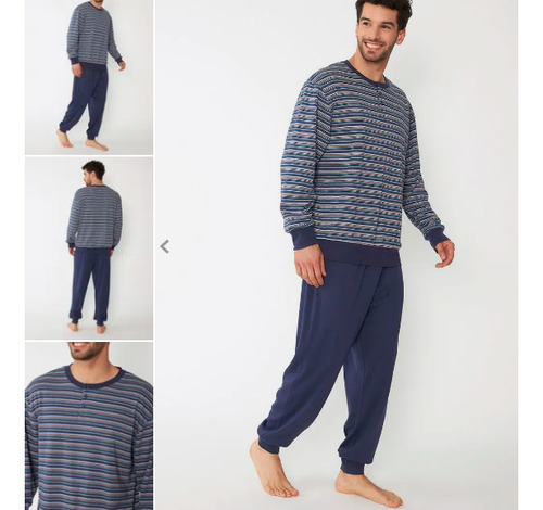 Pijama Pantalon Algodón Azul Con Rayas-kayser2023