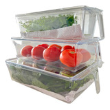 Caja Organizadora Para Refrigerador Plastico Rigido 3 Piezas