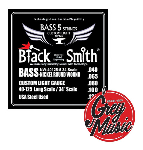 Encordado Black Smith Nw-40125-5 34 De Bajo 0.40 5 Cuerdas