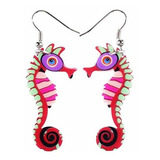 Aretes Anzuelo - Duowei Cute Hippocampus Seahorse Earrings A