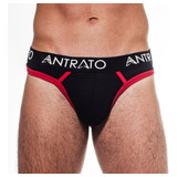 Cueca Thong Preto Vermelho