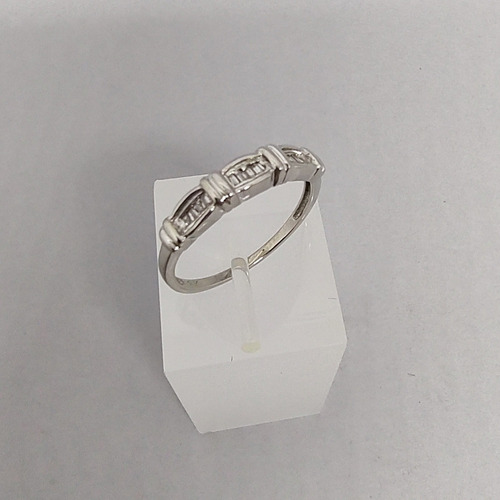 Anel Ouro Branco 18k 750 Com Diamantes Aro 17,5